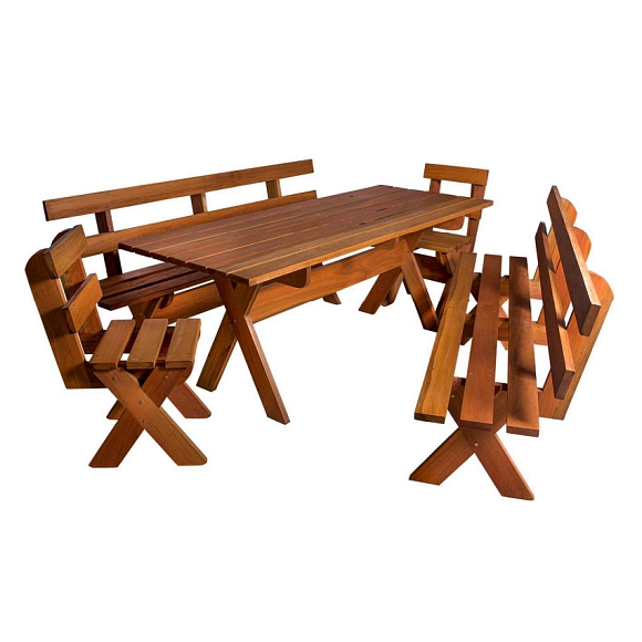 Kit Churrasco com 1 Mesa 200 x 80 e 2 Bancos de 2 Metros e 2 Cadeirões